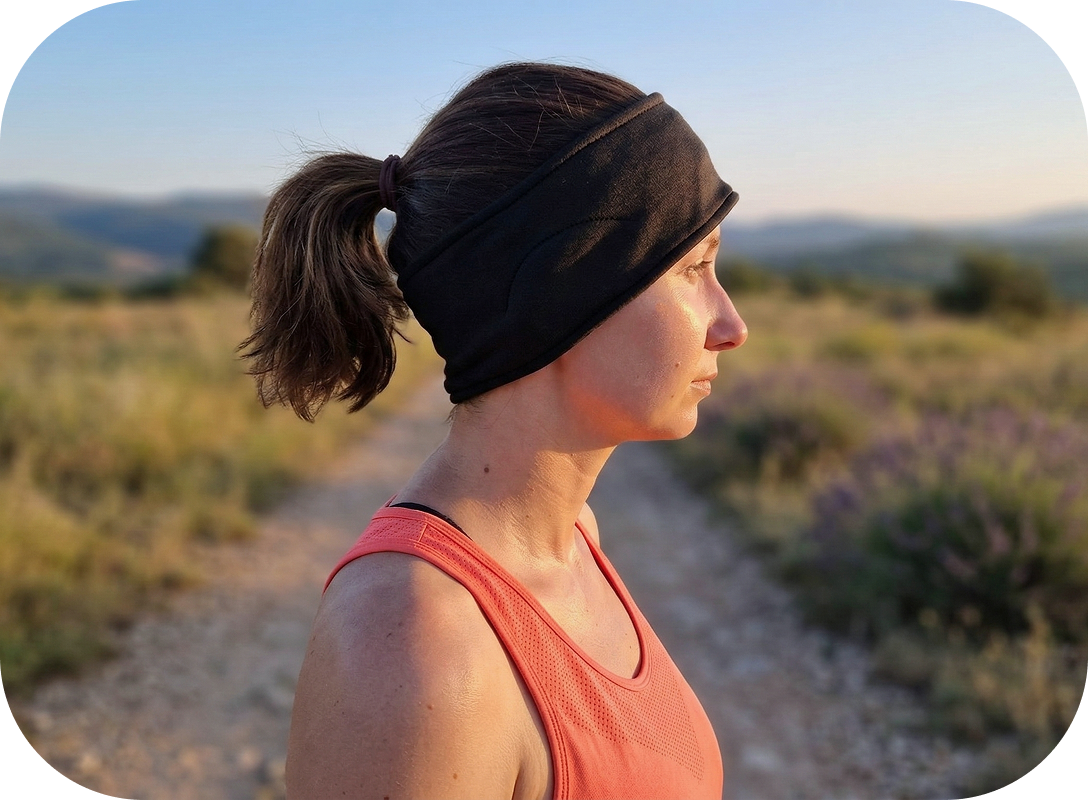 Femme qui court avec le bandeau Sloom